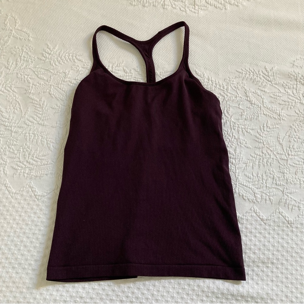 Athleta ribbed plum athletic racerback work out tank size L